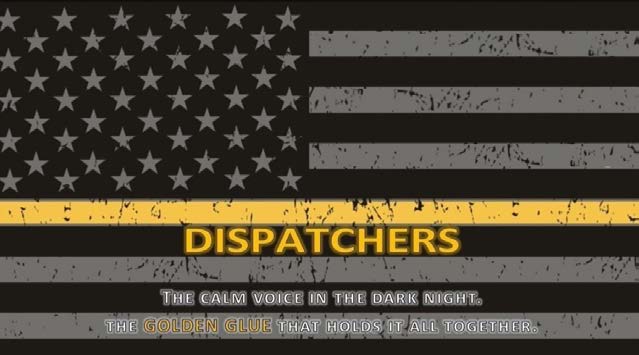 American Flag with gold line and "Dispatchers" 
